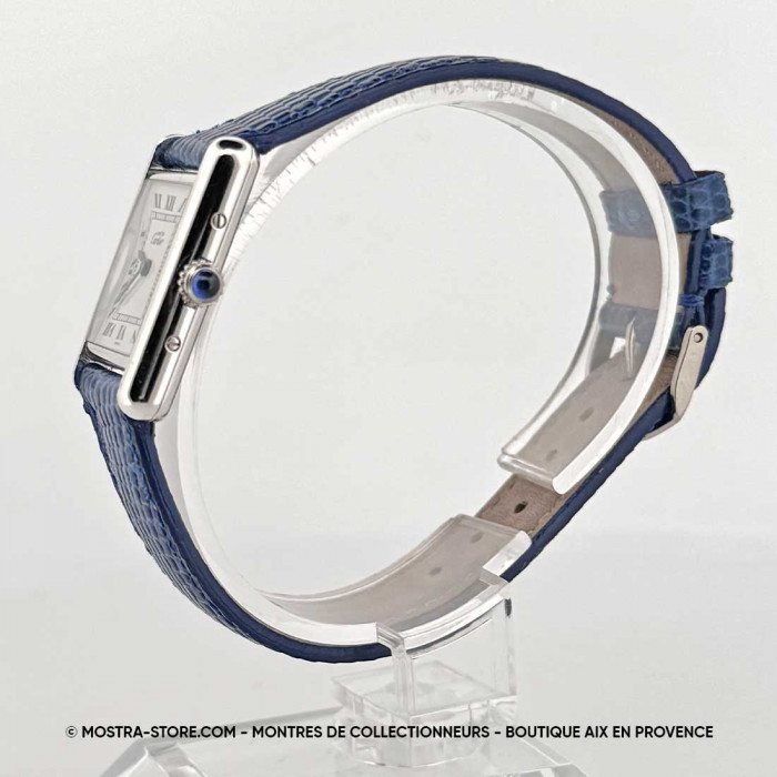 Cartier tank must silver classic blue dial