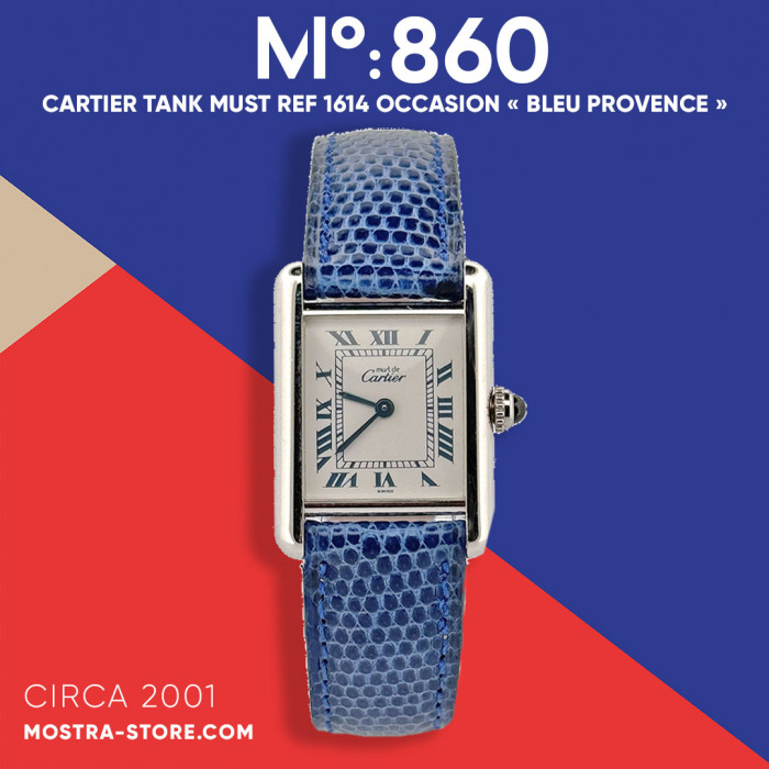 Cartier tank must silver classic blue dial