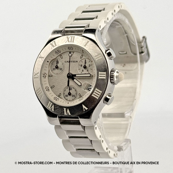 Cartier chronoscaphe white must 21