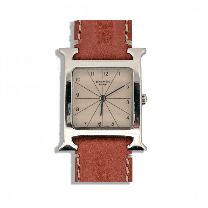 Hermes heure H grand modèle cadran argent