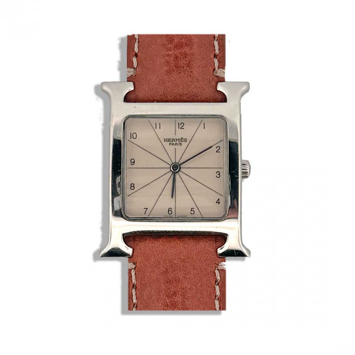 Hermes heure H grand modèle cadran argent