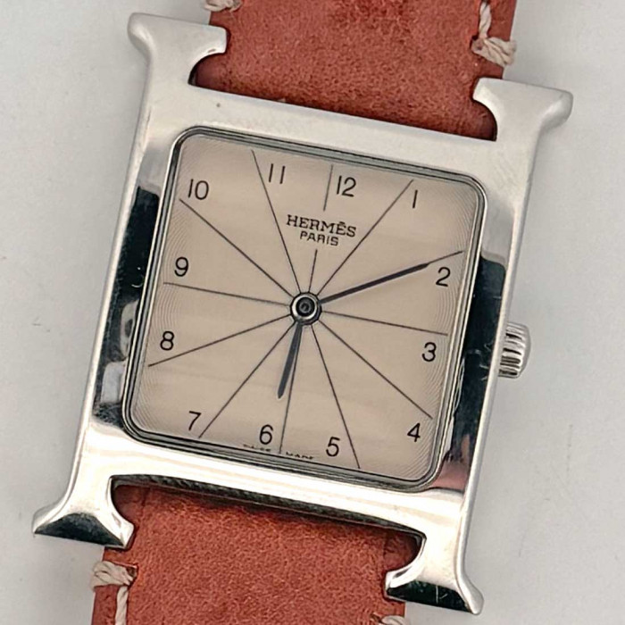 Hermes heure H grand modèle cadran argent