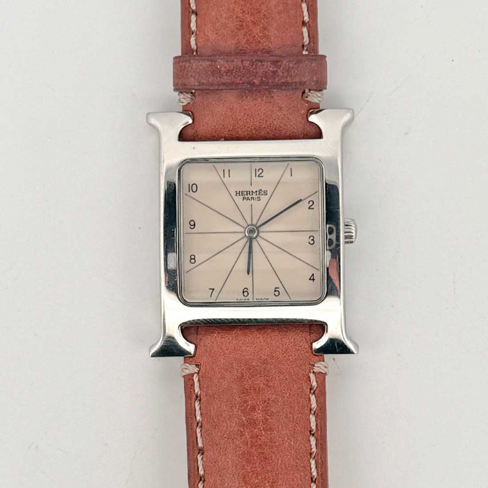 Hermes heure H grand modèle cadran argent