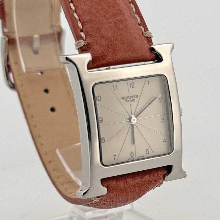Hermes heure H grand modèle cadran argent