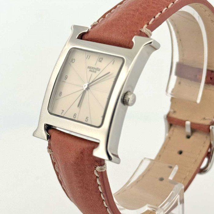 Hermes heure H grand modèle cadran argent