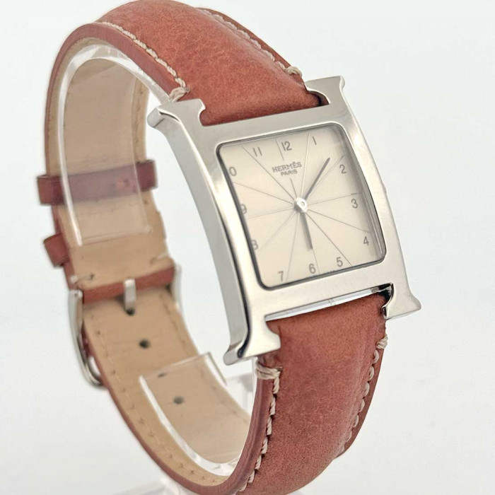 Hermes heure H grand modèle cadran argent