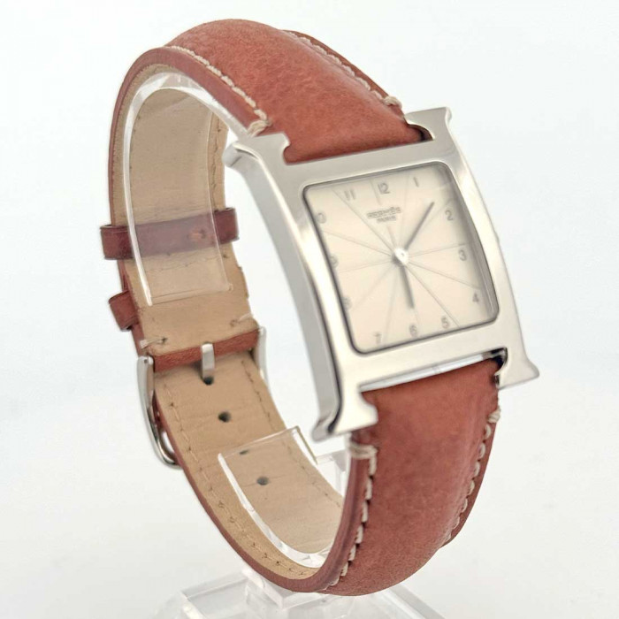Hermes heure H grand modèle cadran argent