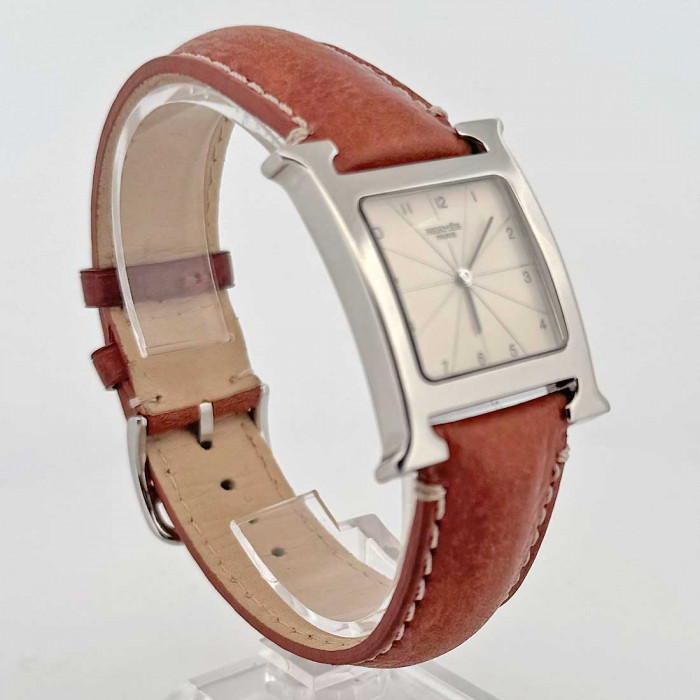 Hermes heure H grand modèle cadran argent