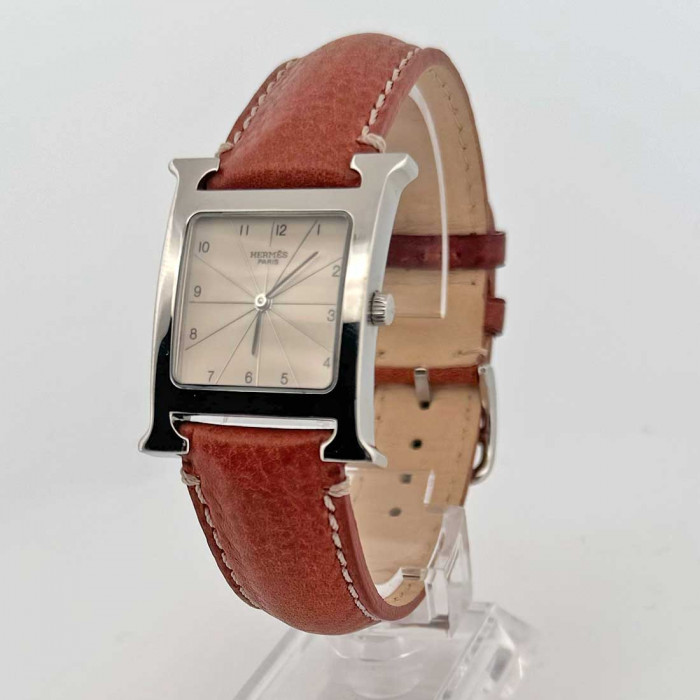 Hermes heure H grand modèle cadran argent