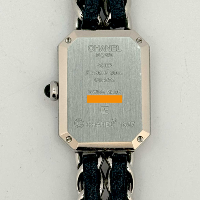 Chanel Première Stainless Steel & Black Leather L Size