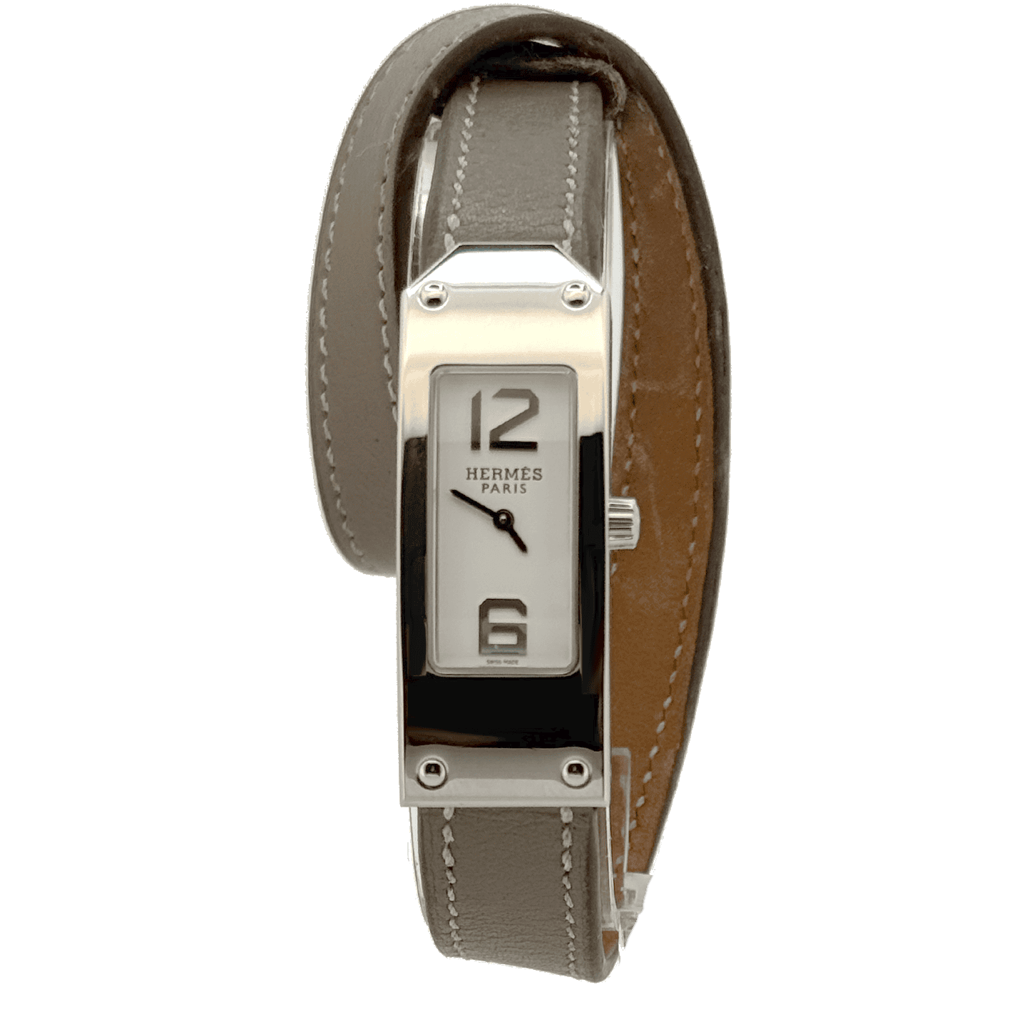 Hermes kelly double band watch Hermès Heure H Double Tour Watch 25mm Orange White Dial  main image 2