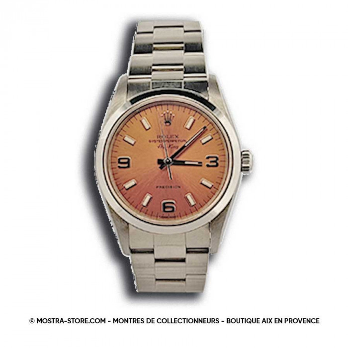Rolex Airking 34 saphir cadran rose saumon 3 6 9