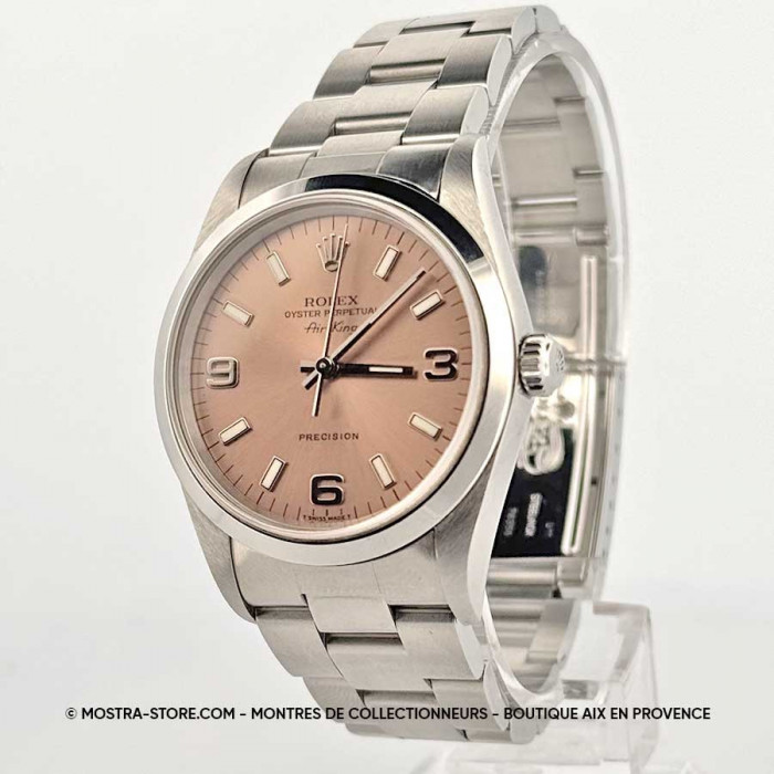 Rolex airking 34 saphir rose dial