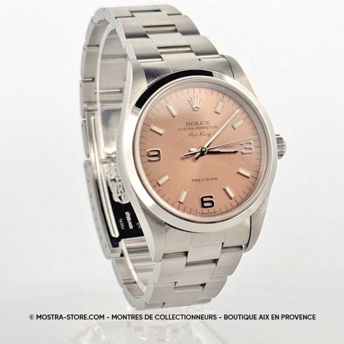 Rolex Airking 34 saphir cadran rose saumon 3 6 9