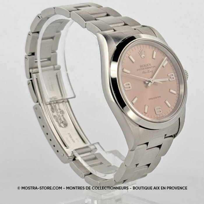 Rolex Airking 34 saphir cadran rose saumon 3 6 9