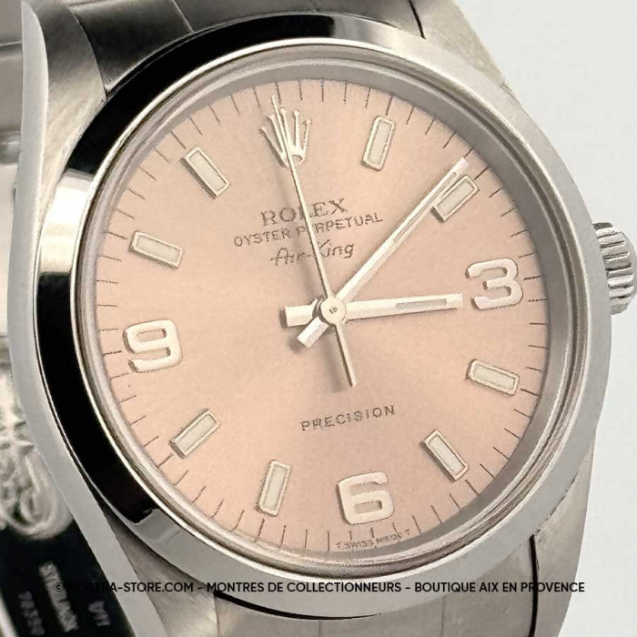 Rolex Airking 34 saphir cadran rose saumon 3 6 9