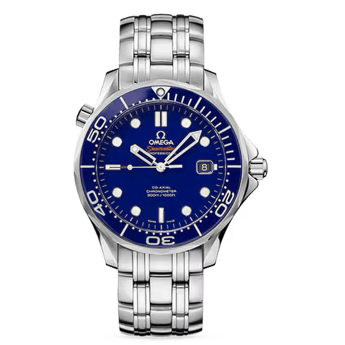 Omega Seamaster 300M  Coaxial Bleu avec bracelet Maille Milanaise