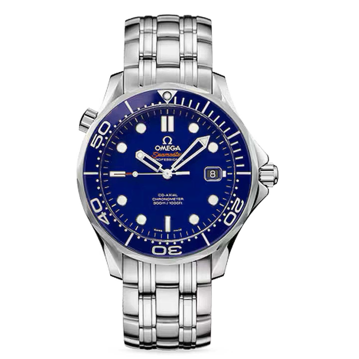 Omega Seamaster 300M  Coaxial Bleu avec bracelet Maille Milanaise