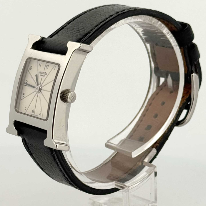 Hermes Heure H Cadran Soleil Blanc Bracelet Noir
