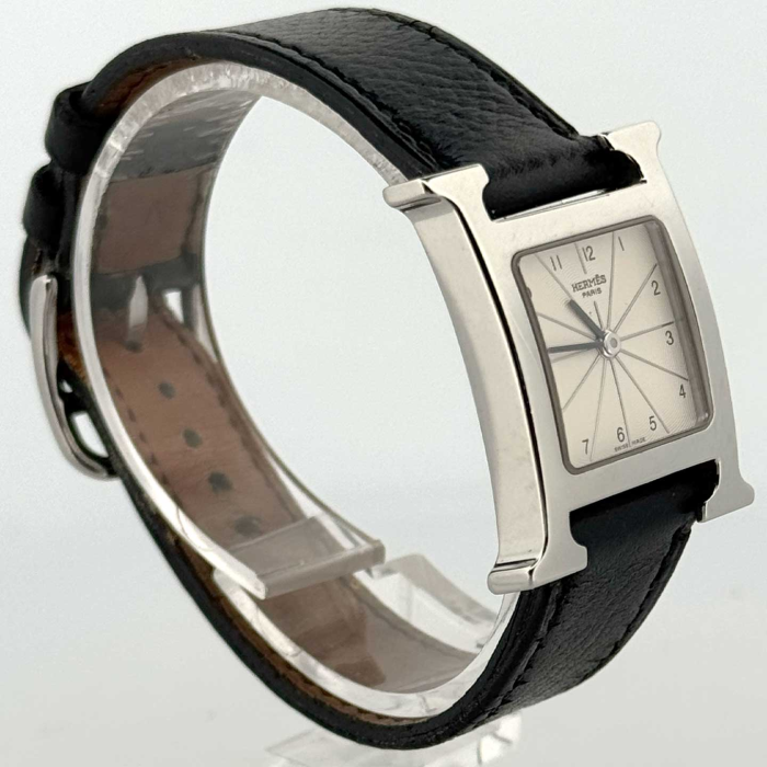 Hermes Heure H Cadran Soleil Blanc Bracelet Noir