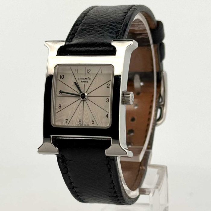 Hermes Heure H Cadran Soleil Blanc Bracelet Noir