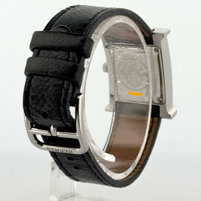 Hermes Heure H Cadran Soleil Blanc Bracelet Noir