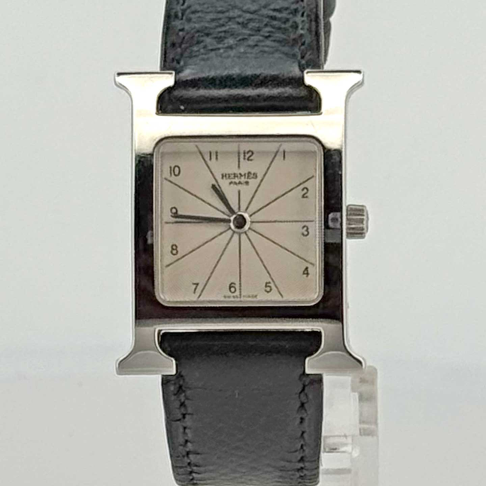 Hermes Heure H Cadran Soleil Blanc Bracelet Noir