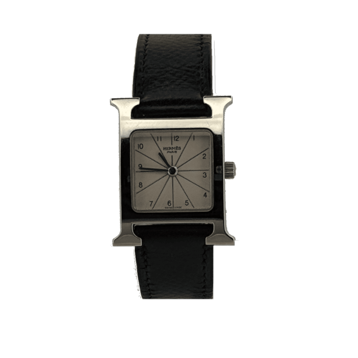 Hermes Heure H Cadran Soleil Blanc Bracelet Noir