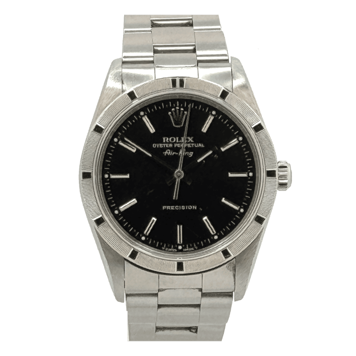 Rolex Airking 34 Engine turned bezel black tritium dial
