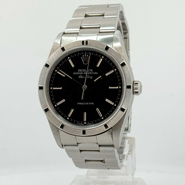 Rolex Airking 34 Engine turned bezel black tritium dial