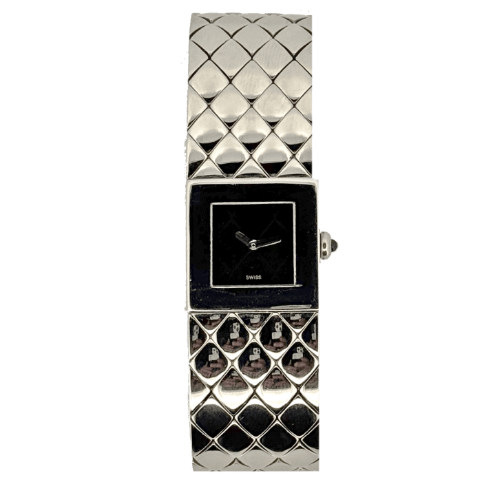 Chanel Matelassé Steel Black Dial