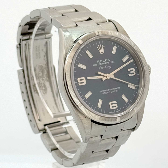 Rolex Airking 34 Lunette Striée Cadran Bleu 3 6 9