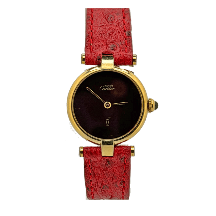 Cartier Must Vendome Vermeil cadran Rouge Bordeaux
