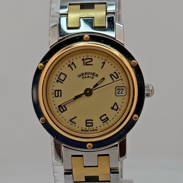 Hermes Clipper Lady Plaqué Or & Acier