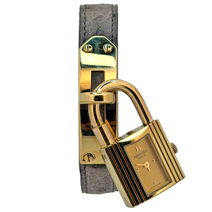 Hermès Kelly KE1.210 Pre-Owned lady watch 2004 gold-plated ostrich