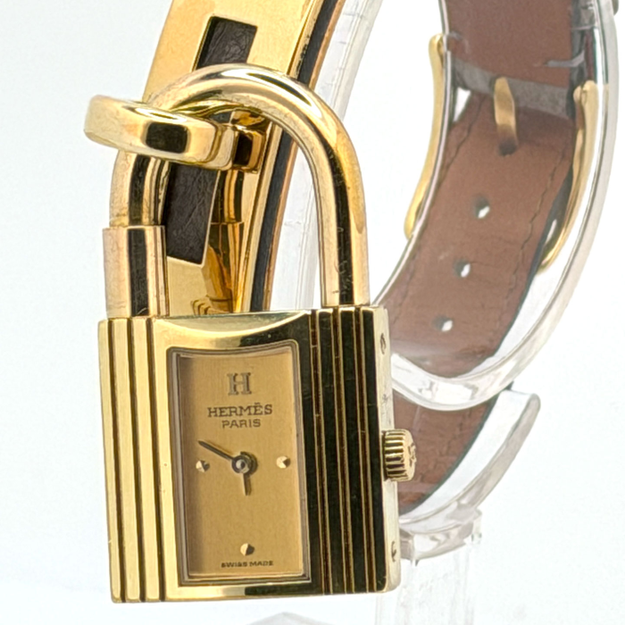 Hermes Kelly Gold Plated Grey Ostrich Strap