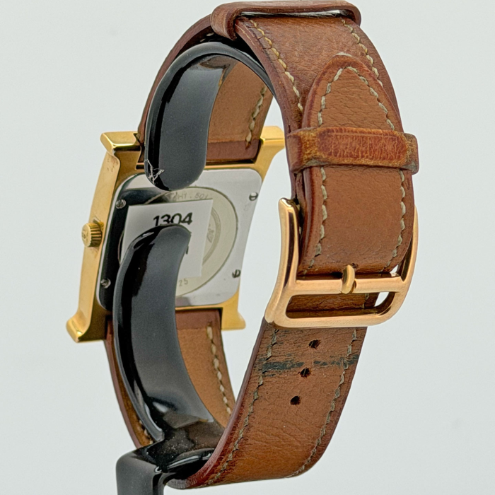 Hermes Heure H GM Plaquée Or Cadran Blanc Soleillé