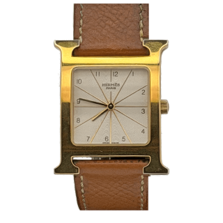 Hermes Heure H GM Plaquée Or Cadran Blanc Soleillé