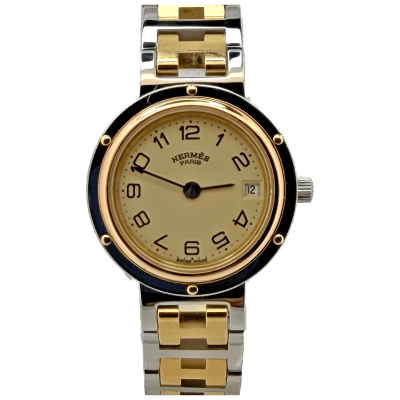 Hermes Clipper Lady, Plaquée Or Jaune et Acier