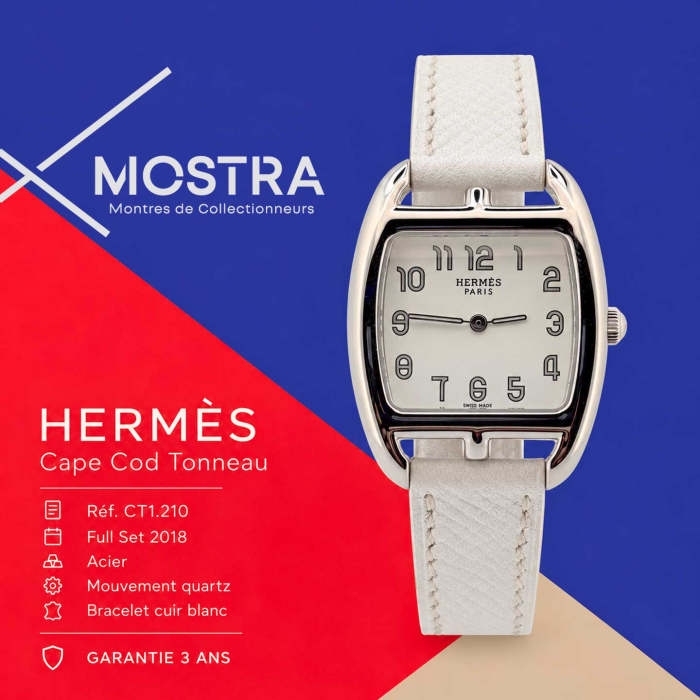 Hermes Cape Cod Tonneau Cadran Blanc Lady Petit Modèle
