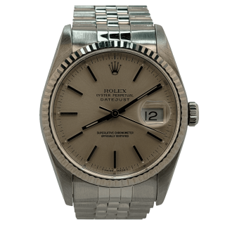 Rolex Datejust 36 Lunette Or Blanc Cadran Silver