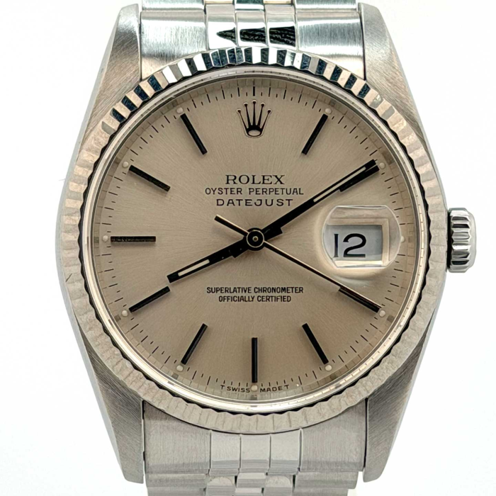 Rolex Datejust 36 Lunette Or Blanc Cadran Silver