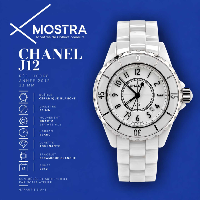 Chanel J-12 White  33 MM Quartz Date