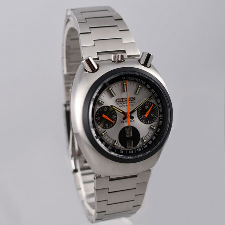 montre vintage citizen bullhead challenge timer 8110 panda dial 1977