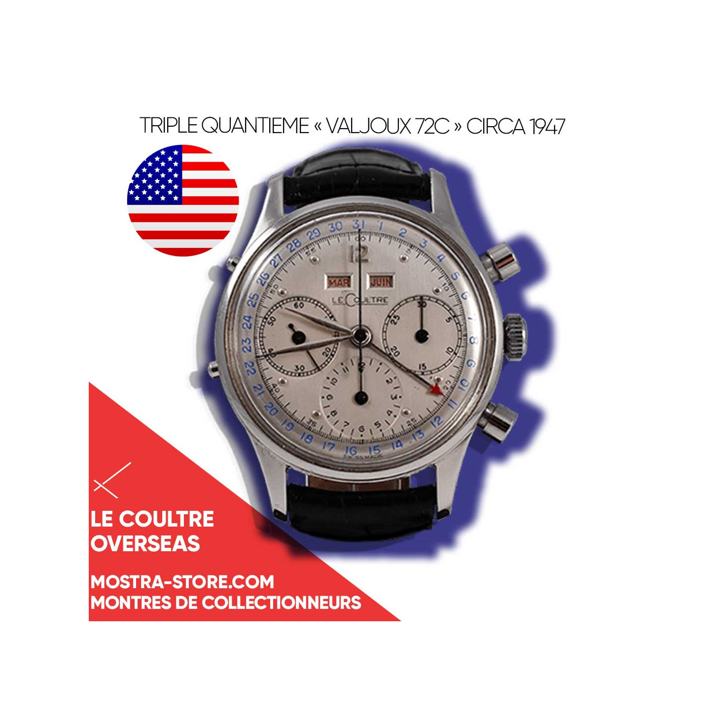 Pre-owned Lecoultre Killy Dato Compax Valjoux 72 watch