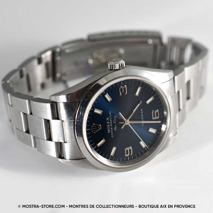 Rolex Airking 3 6 9 cadran bleu avec papiers garantie rolex