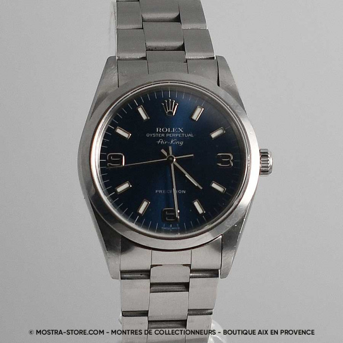 Rolex Airking 3 6 9 cadran bleu avec papiers garantie rolex