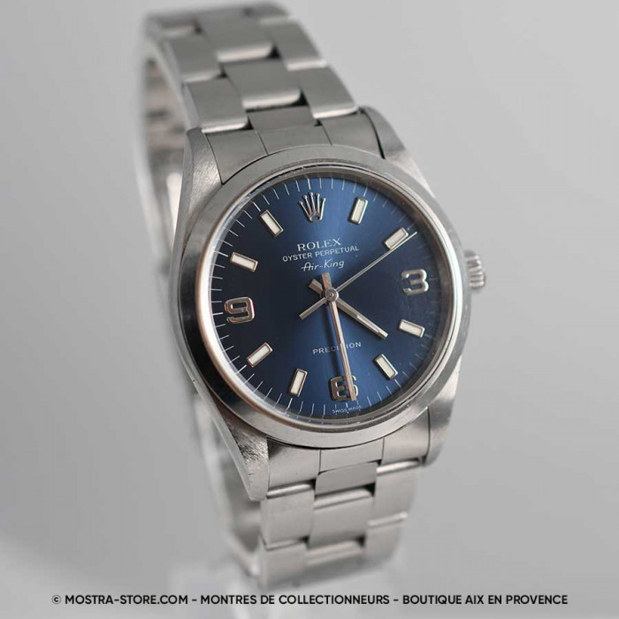 Rolex Airking 3 6 9 cadran bleu avec papiers garantie rolex