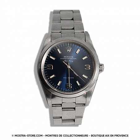 montre-rolex-air-king-14000-blue-dial-1999-mostra-store-aix-en-provence-occasion-garantie-precision-marseille