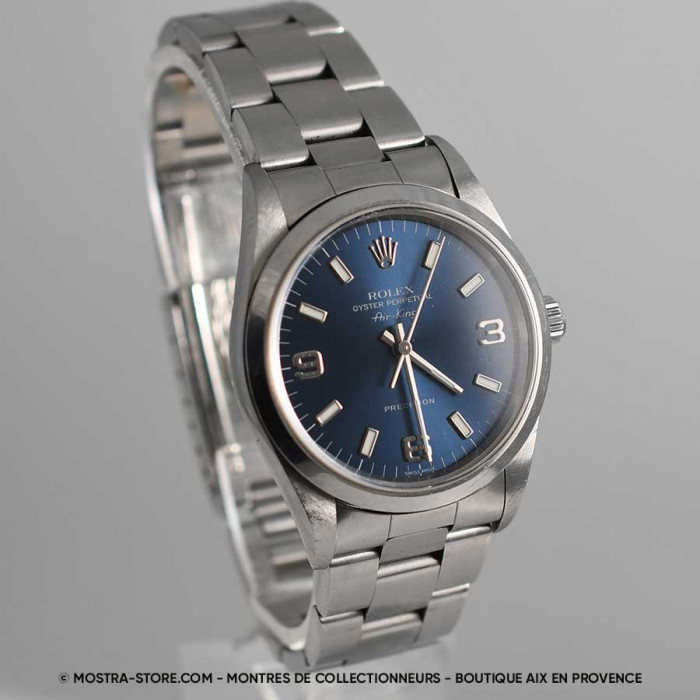 Rolex Airking 3 6 9 cadran bleu avec papiers garantie rolex